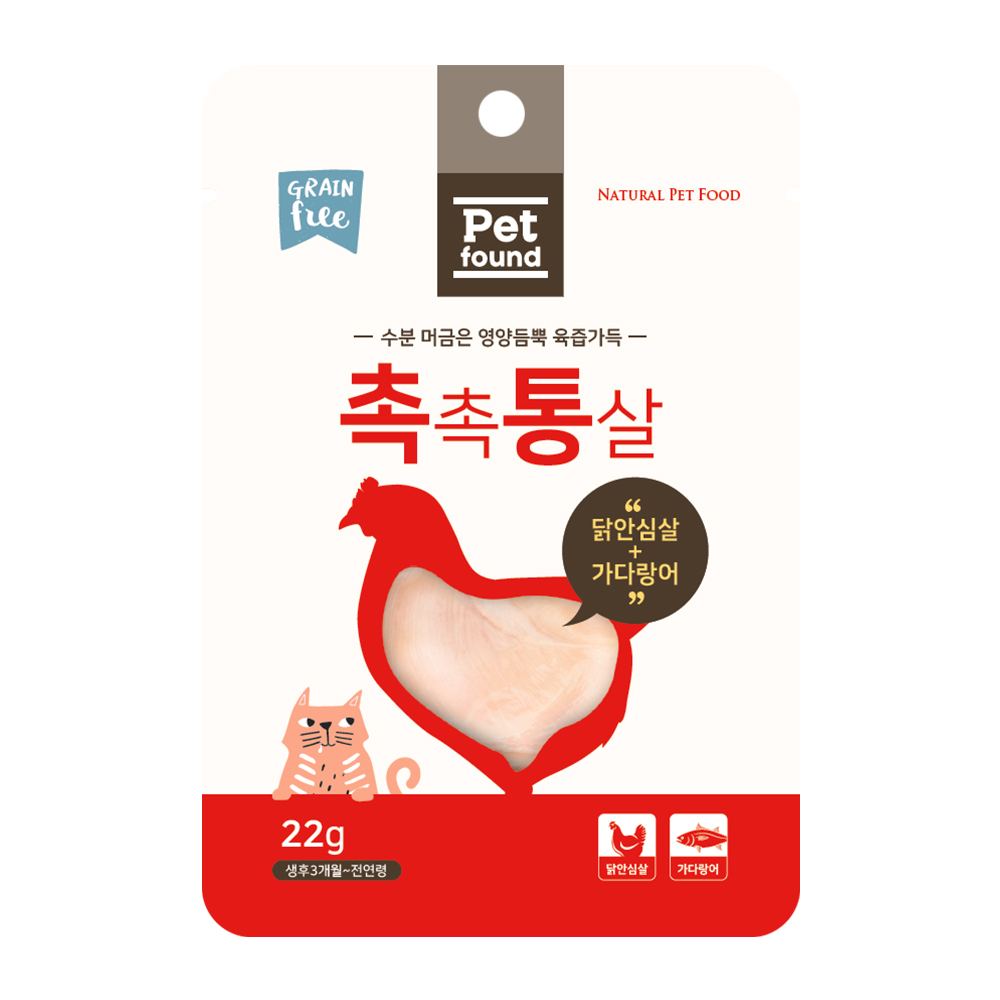 펫파운드 촉촉통살 고양이 닭가슴살 닭안심&가다랑어 22g x10개세트 - 상세 이미지 4
