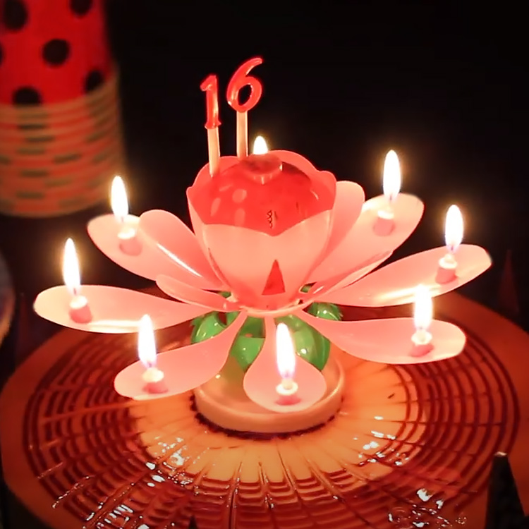 생일축하 회전 멜로디 케이크 생일초 기본 연꽃초 - 상세 이미지 3