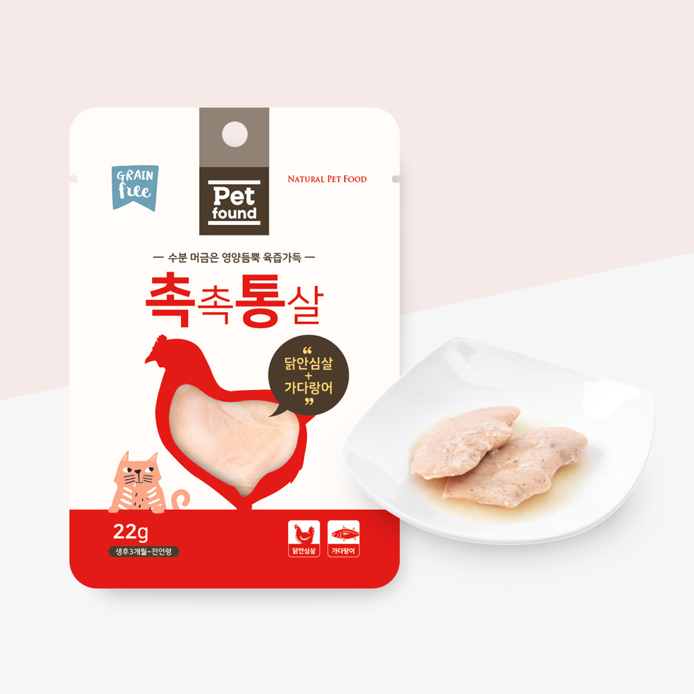 펫파운드 촉촉통살 고양이 닭가슴살 닭안심&가다랑어 22g - 상세 이미지 4