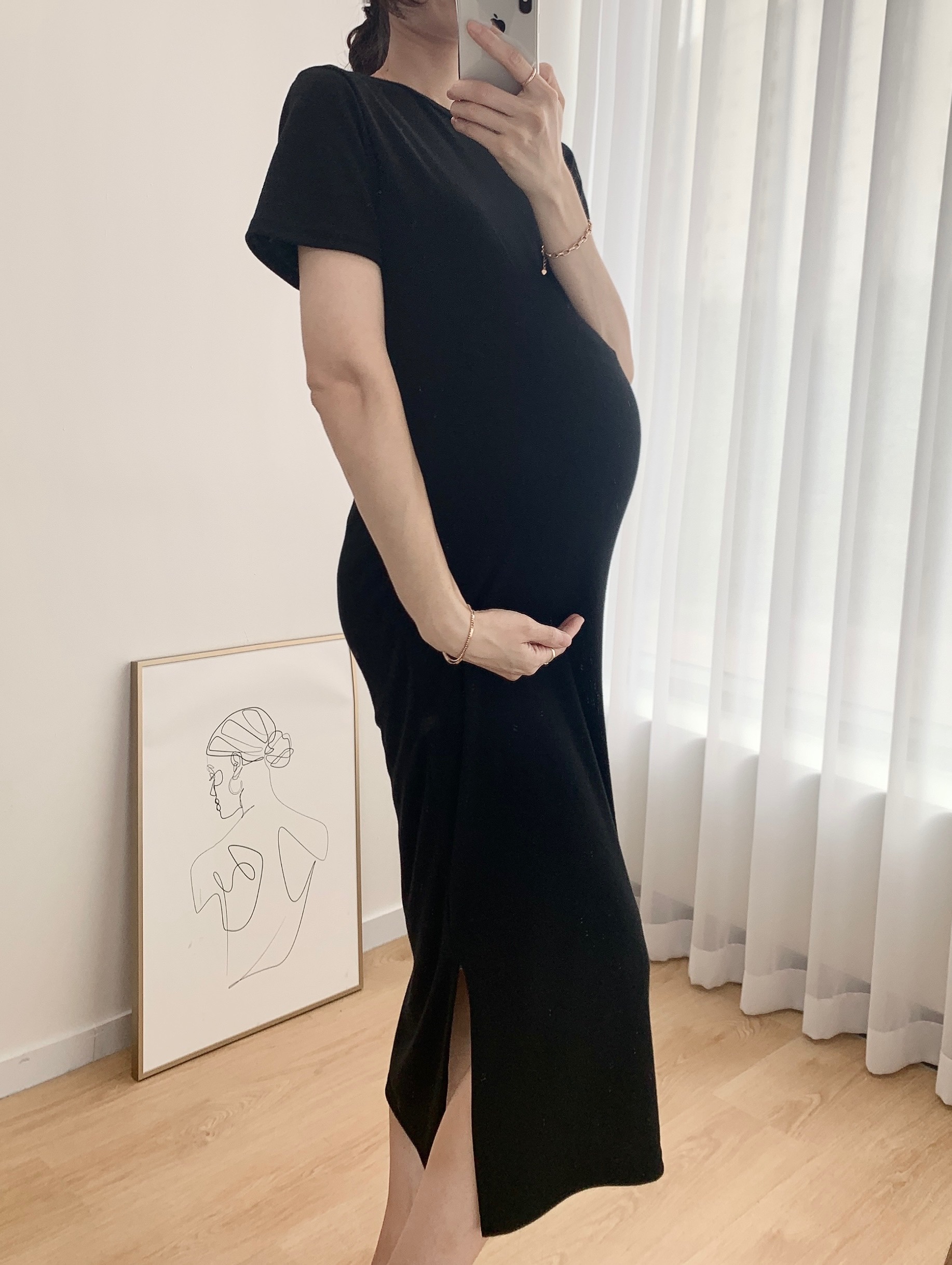 [단독] (긴팔/반팔) 쫀득하고 말랑하고 찰랑한 주수촬영 임산부원피스 임부복 셀프만삭 주수기록 상세 이미지 12