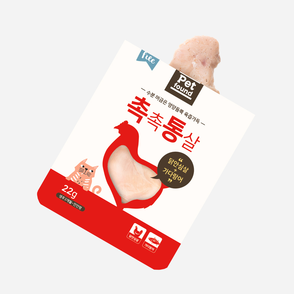 펫파운드 촉촉통살 고양이 닭가슴살 닭안심&가다랑어 22g x10개세트 - 상세 이미지 5