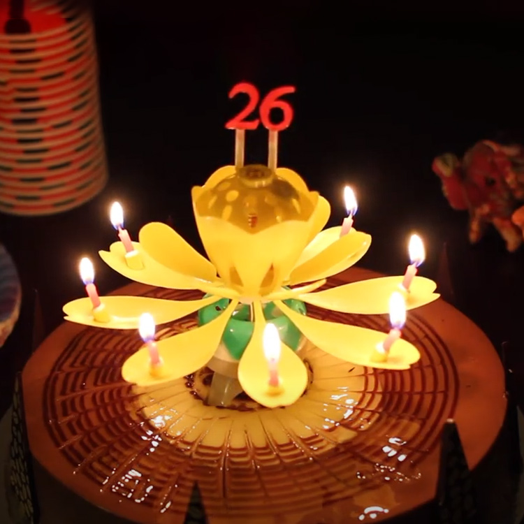 생일축하 회전 멜로디 케이크 생일초 기본 연꽃초 - 상세 이미지 2