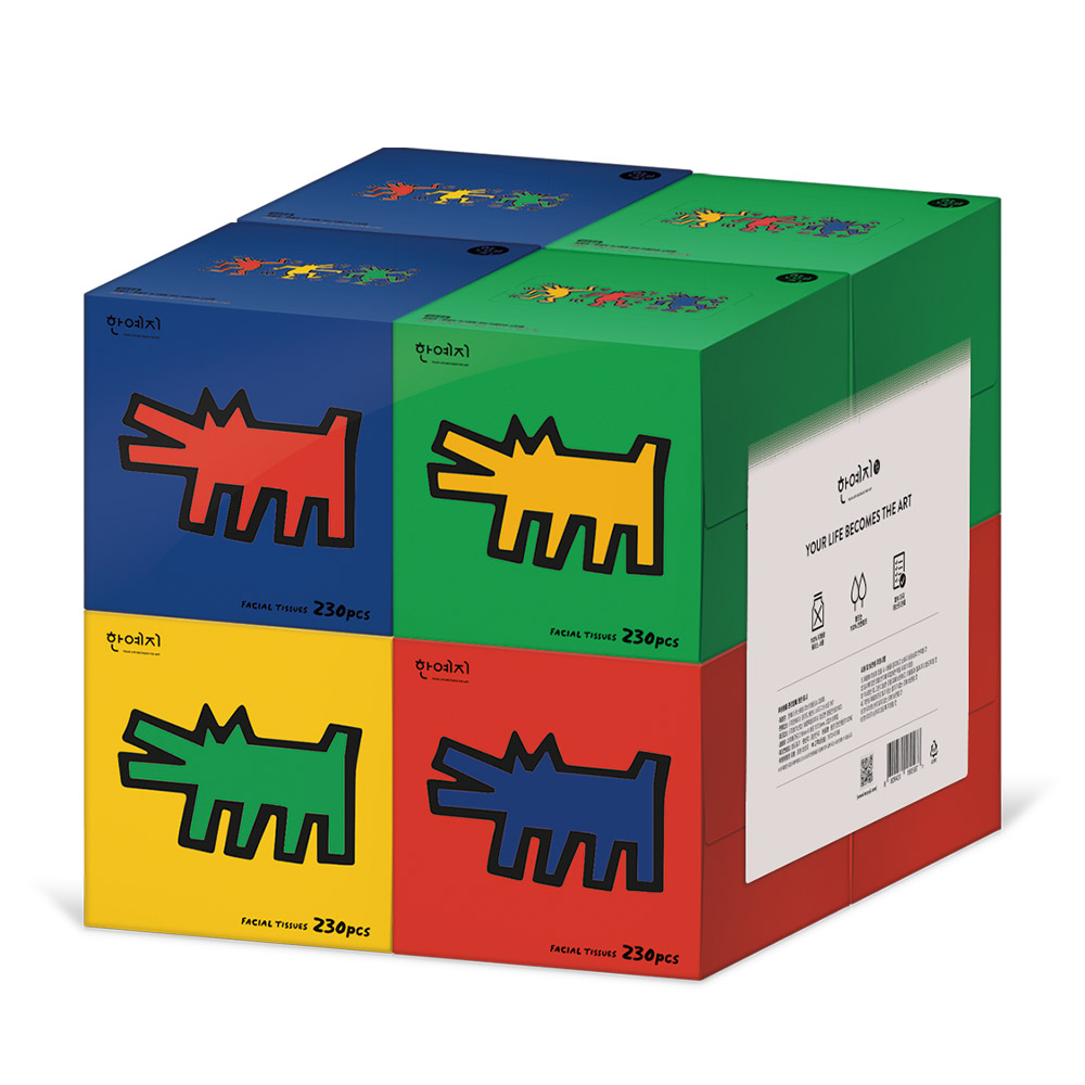 한예지 키스해링 큐브 무형광 미용티슈 230매 8입 1팩