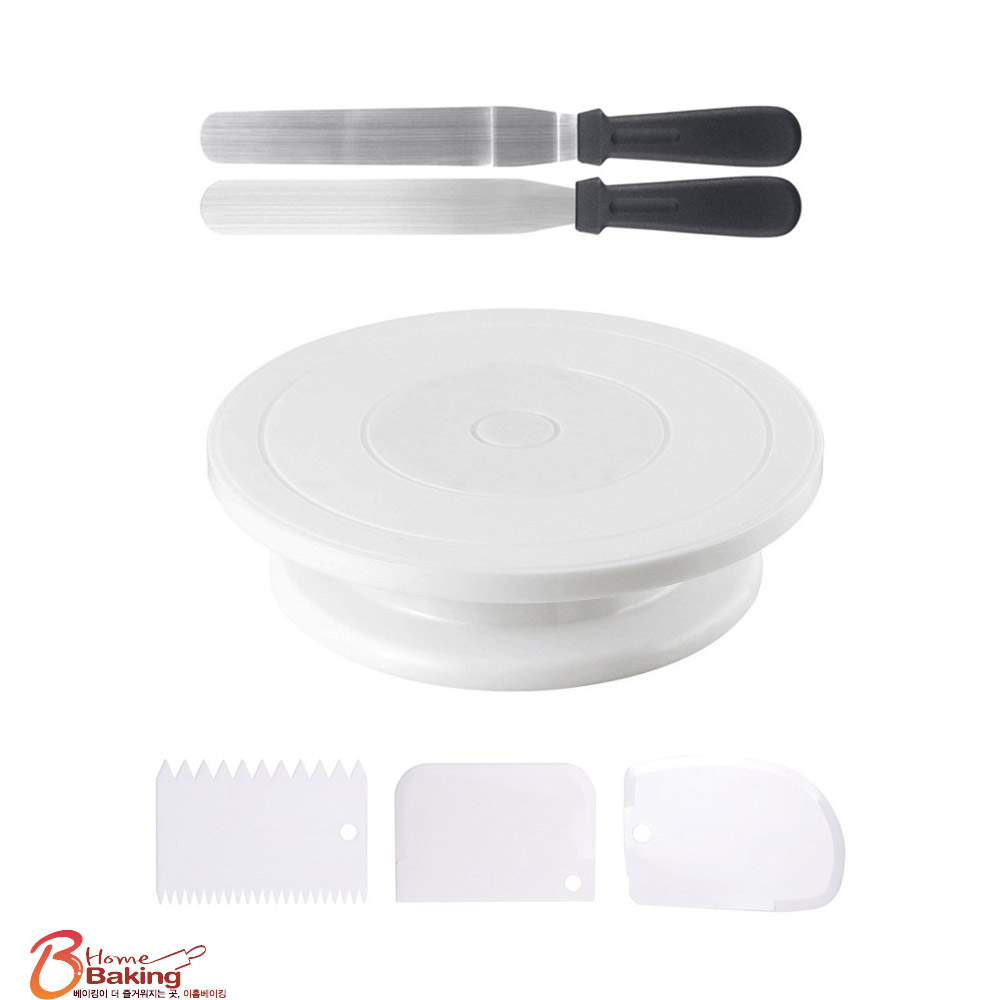 케익돌림판+스페츌러2개+스크레이퍼3개 -- 케익만들기세트 도구 베이킹스페튤러 스패츌러