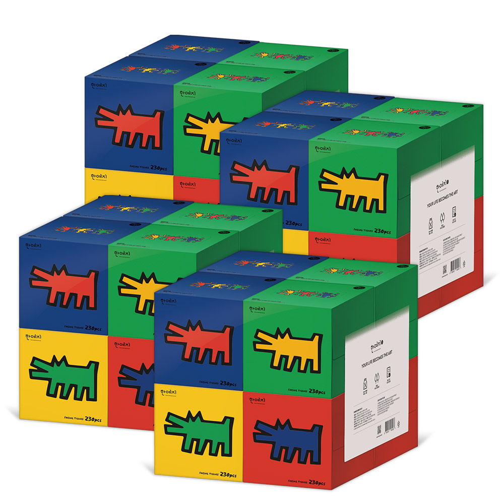 한예지 키스해링 큐브 무형광 미용티슈 230매 8입 4팩