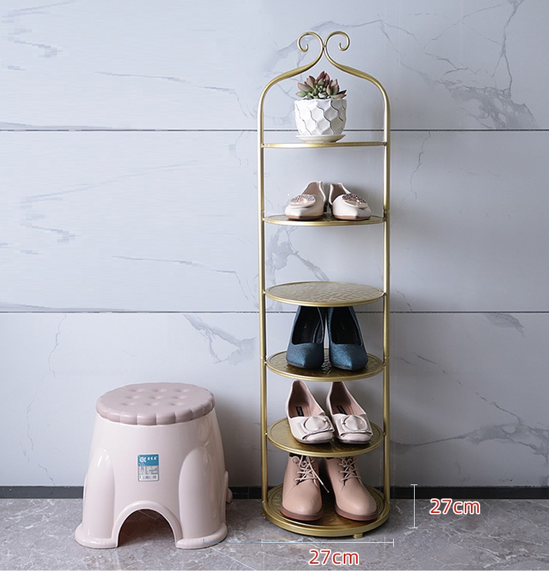 북유럽 엔틱 신발장 현관 입구 간이 스탠드 골드 철제 슈즈 랙 신발 수납 선반