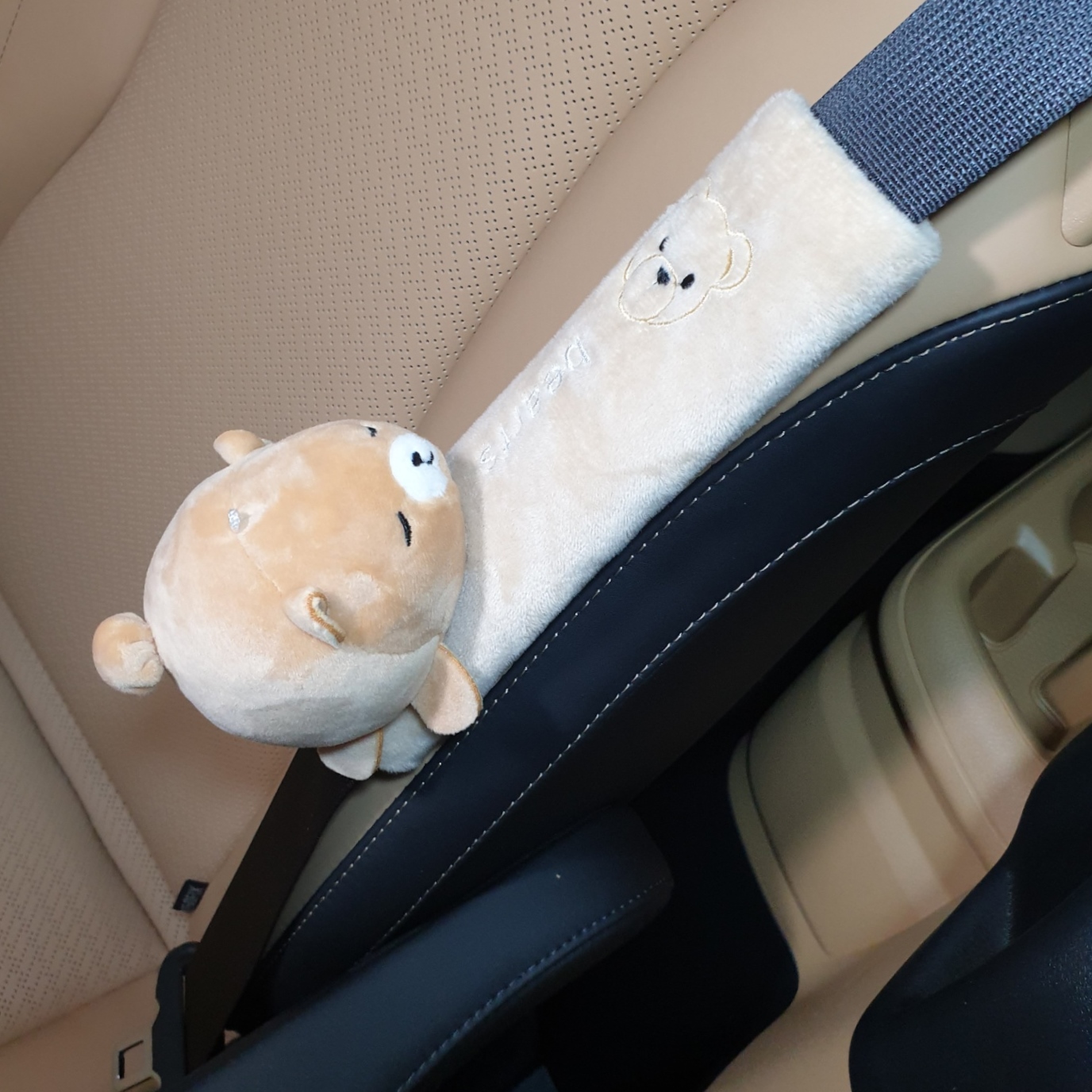 어린이 안전벨트 인형 커버 쿠션 유아 안전벨트커버 테디베어1P