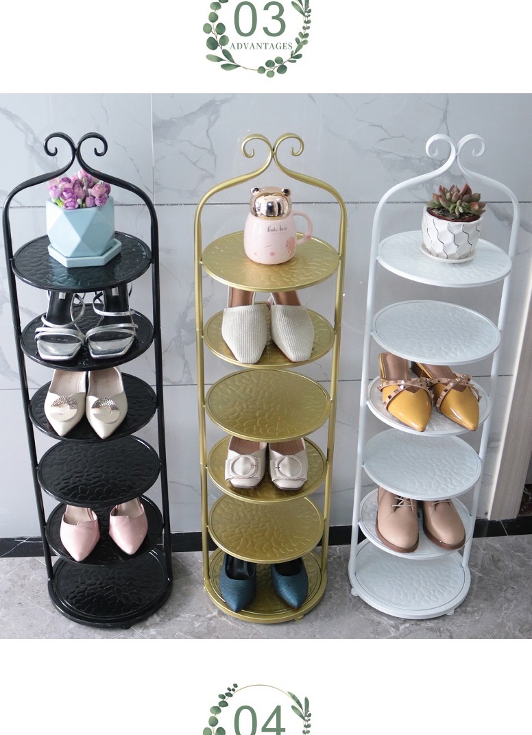 북유럽 엔틱 신발장 현관 입구 간이 스탠드 골드 철제 슈즈 랙 신발 수납 선반