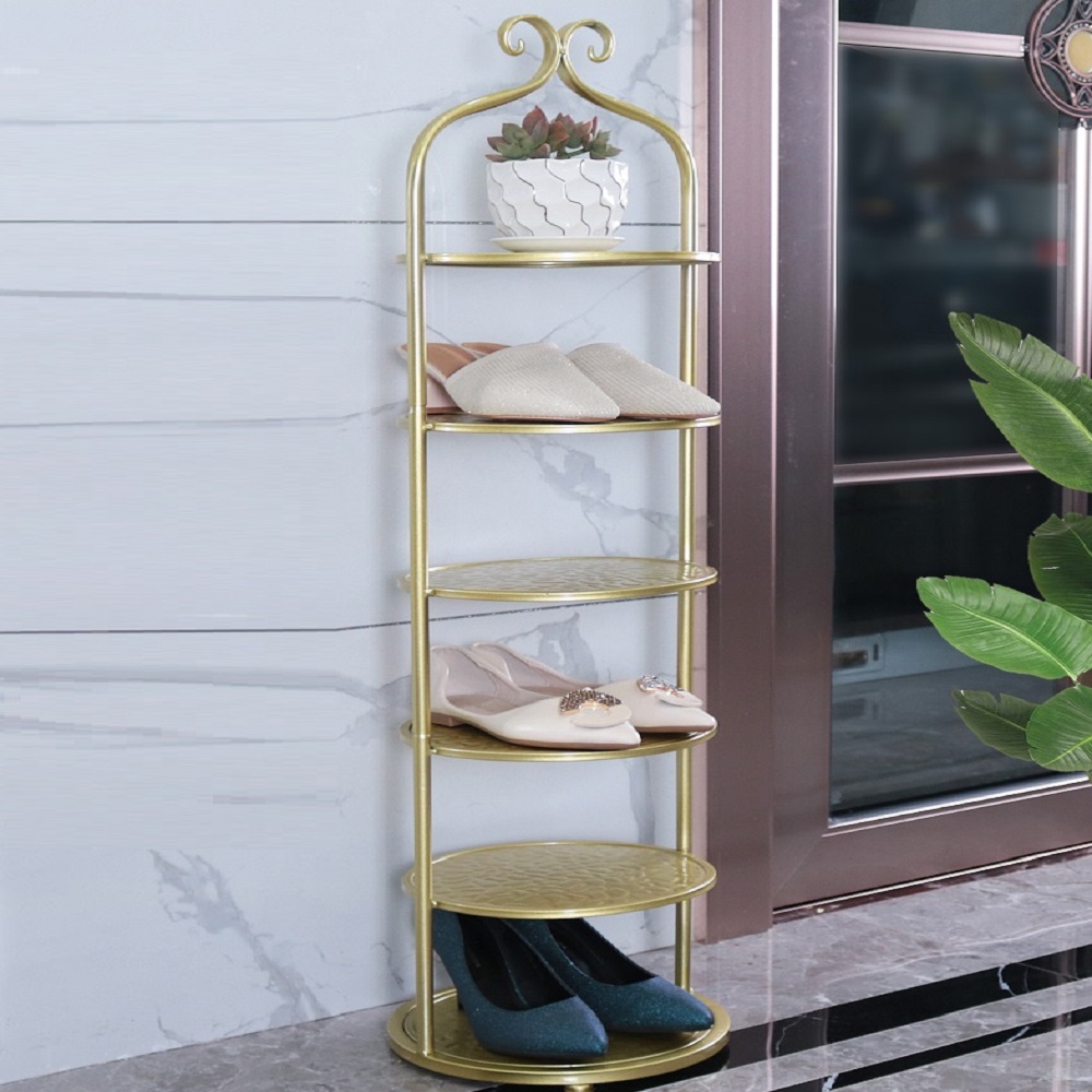 북유럽 엔틱 신발장 현관 입구 간이 스탠드 골드 철제 슈즈 랙 신발 수납 선반