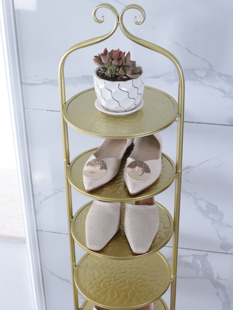 북유럽 엔틱 신발장 현관 입구 간이 스탠드 골드 철제 슈즈 랙 신발 수납 선반