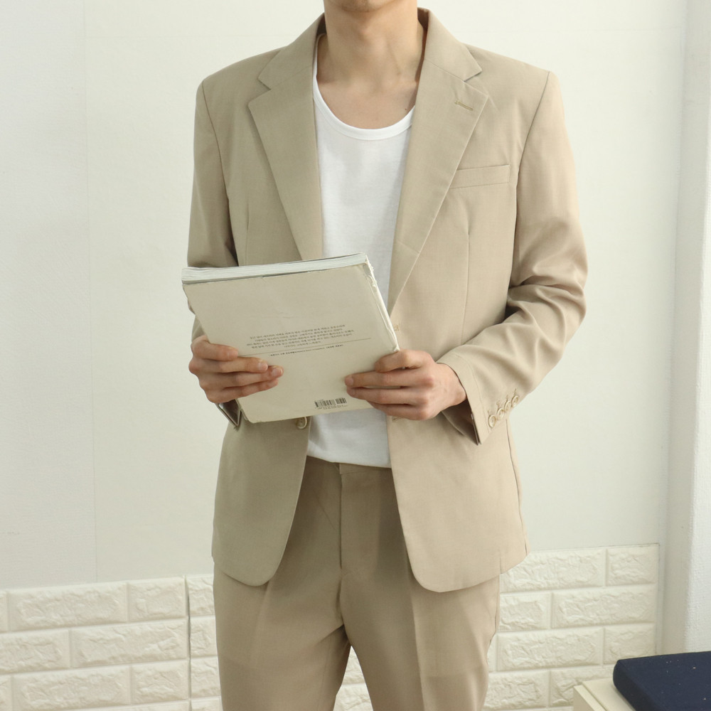 린넨 댄디 기본 베이직 스탠다드 정장 면접 하객 유니폼 회사 여름 블레이저자켓마이 - 상세 이미지 4