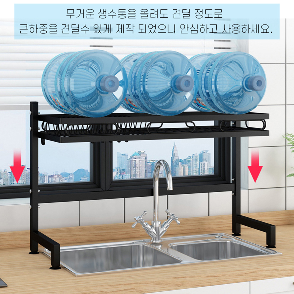 람스 무타공 부착식 식기건조대 물빠짐 싱크대 설거지 그릇 선반 건조대 이미지 6