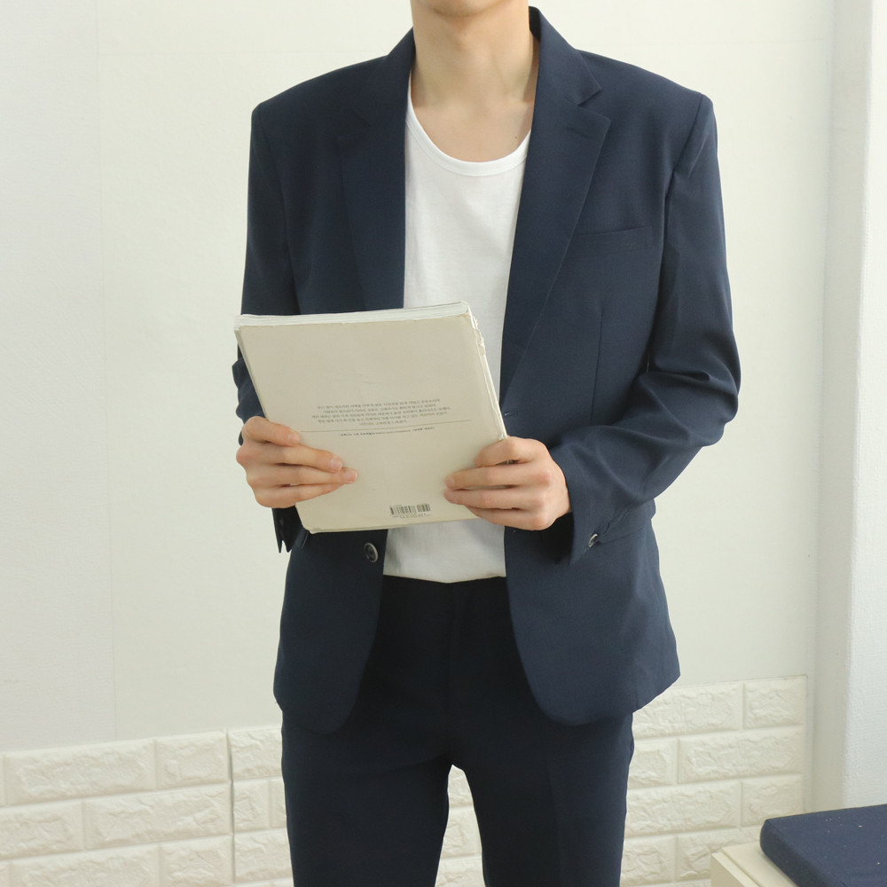 린넨 댄디 기본 베이직 스탠다드 정장 면접 하객 유니폼 회사 여름 블레이저자켓마이 - 상세 이미지 2
