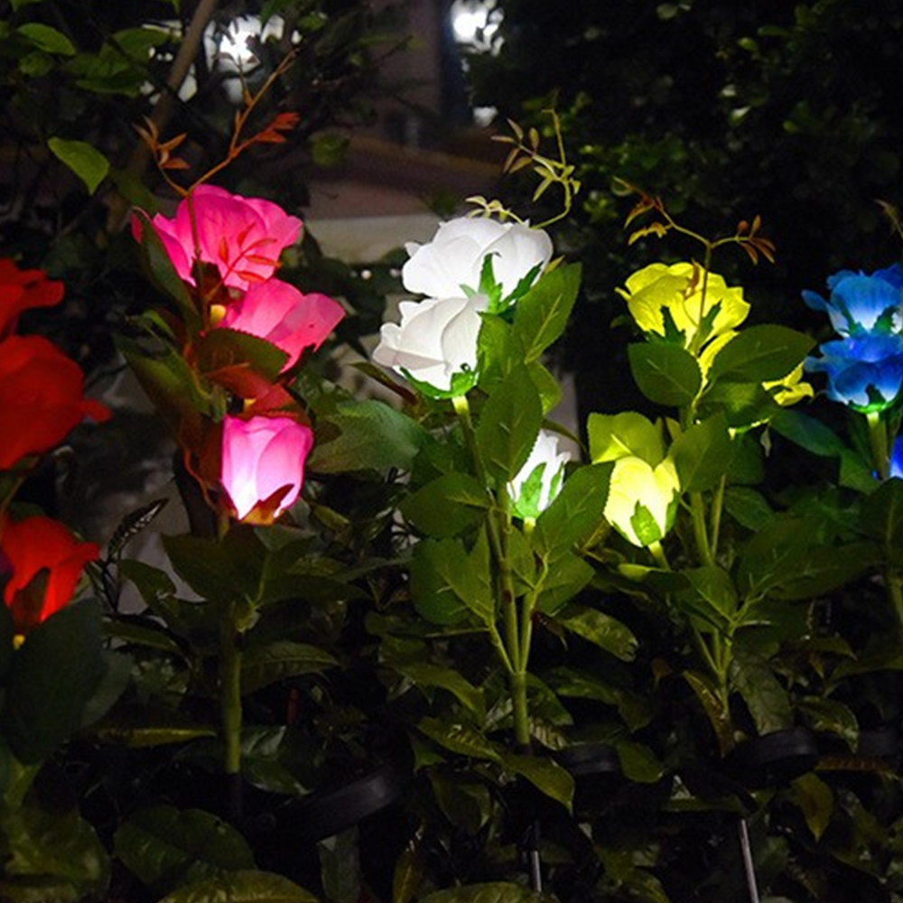 LED 태양광 장미 정원등 꽃 조명 잔디등 태양열 조화 전등 외등 실외등 - 상세 이미지 4