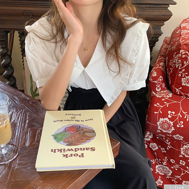 카리나 빅카라 스모크밴딩 롱원피스 2color 제이플로우 여름 레이어드 일체형 퍼프 프릴 이미지 6