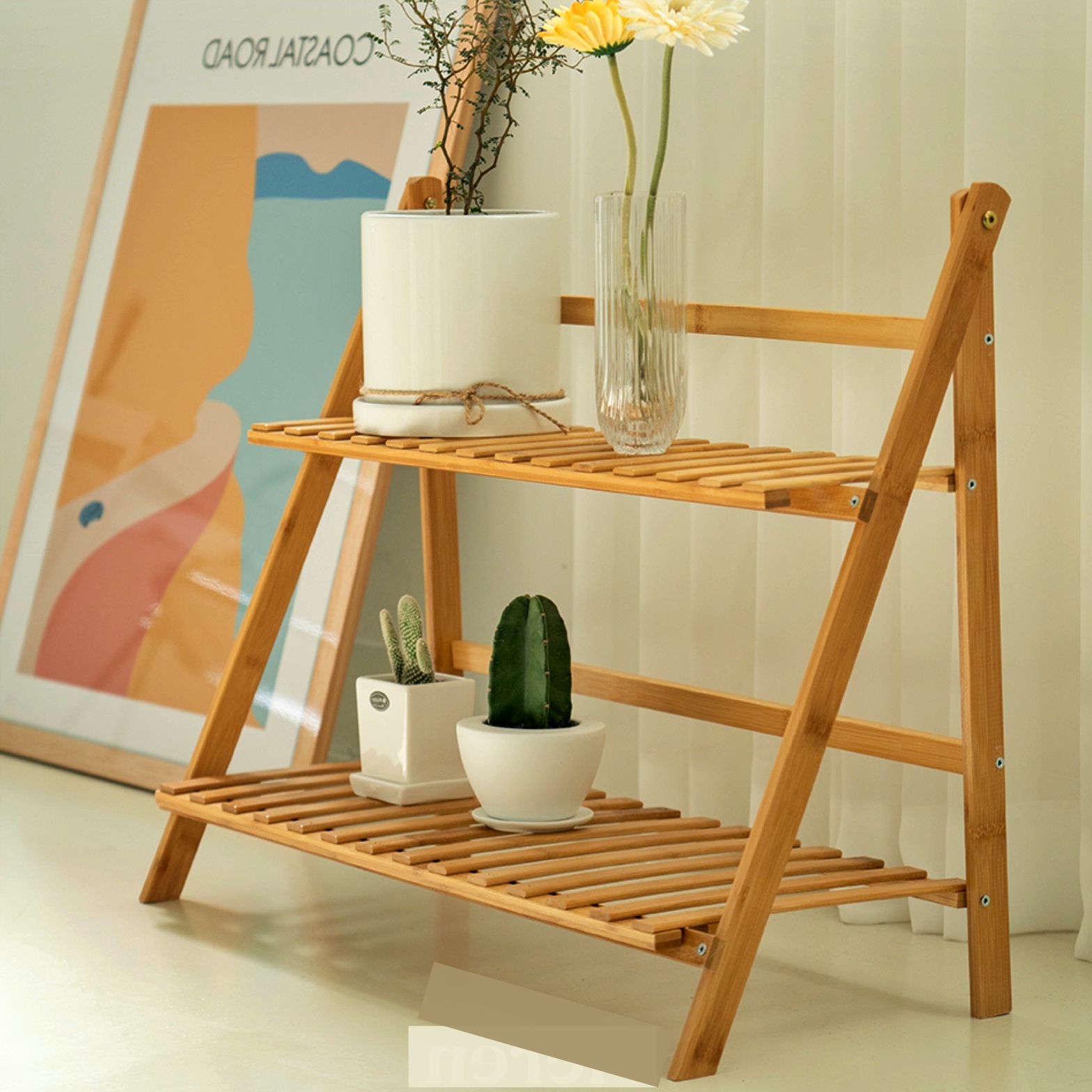 거실 베란다 화분 테이블 높은소파테이블 창가테이블 2단