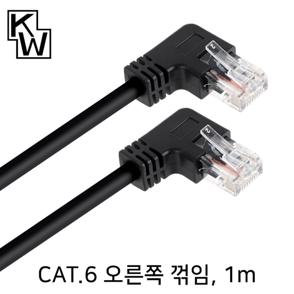 ㄱ자 랜선 랜케이블 꺽인 꺾인 꺽임 기역자 90도 납작 인터넷선 CAT5E 오른쪽1m 상품 이미지