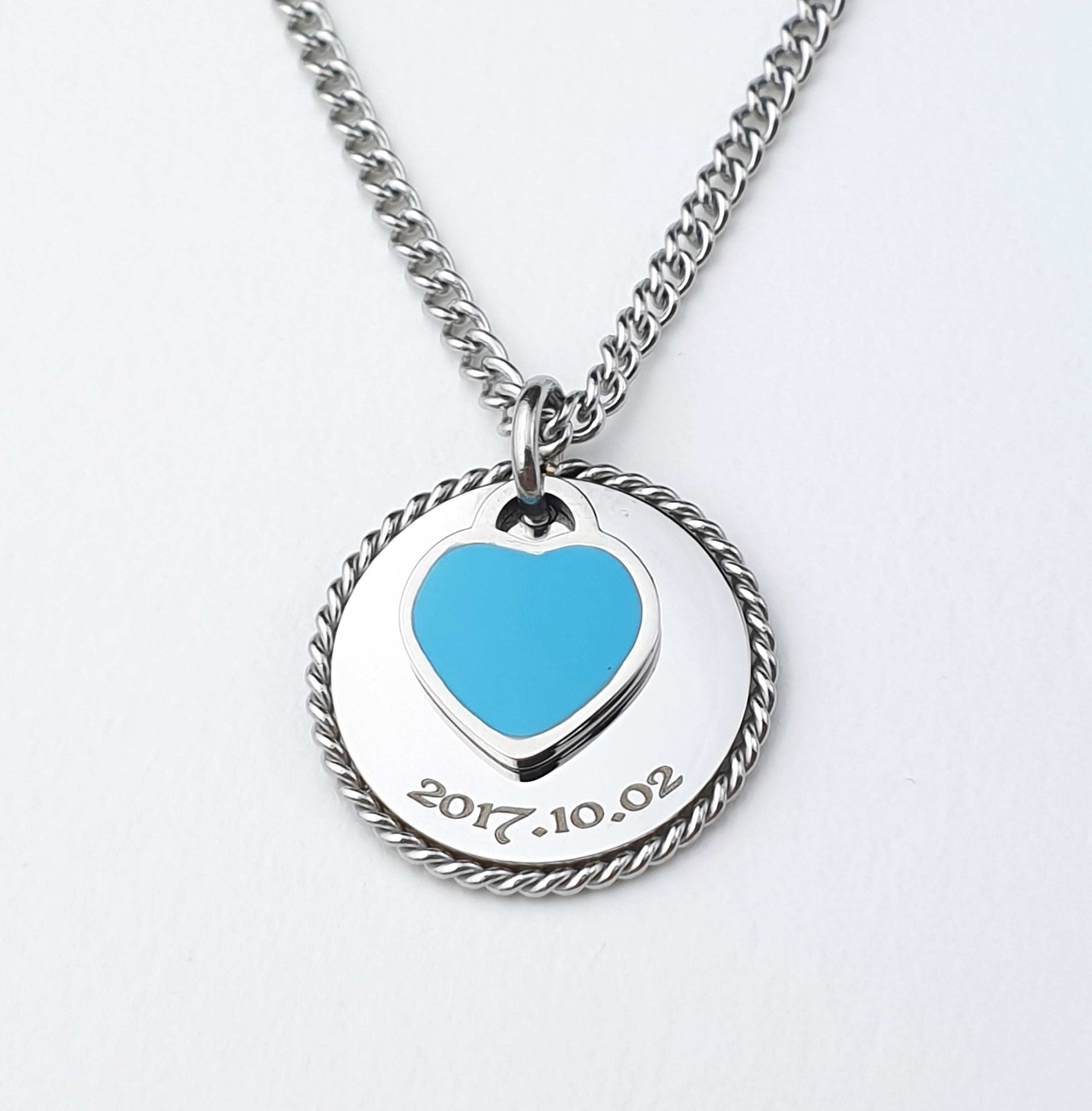 써지컬스틸 미아방지 목걸이 미니 하트 로프 아기 유아 어린이