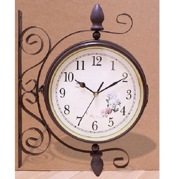 스틸 브라운 벽걸이양면시계 건전지 시계 고급형 명품 벽시계 코너 원형 무소음무브먼트