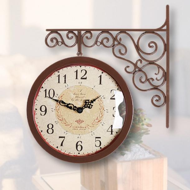 벽걸이양면시계 명품 벽시계 엔틱 레트로 무소음무브먼트 건전지 시계 고급형 코너 원형