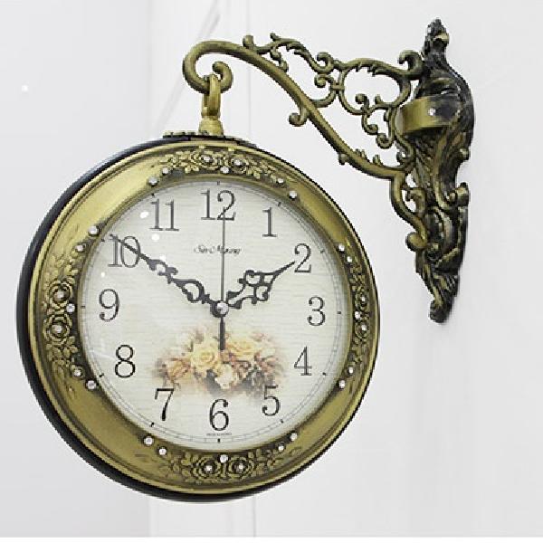 레트로 벽걸이양면시계 엔틱 무소음무브먼트 건전지 시계 고급형 명품 벽시계 코너 원형