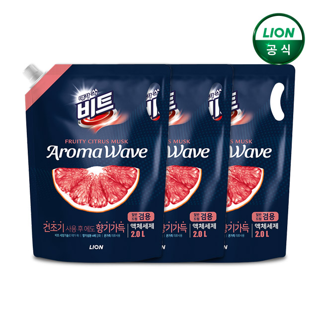 비트 아로마웨이브 2L 리필 x 3개 세탁세제 빨래/섬유유연성분/향기4배강화 - 상품 이미지