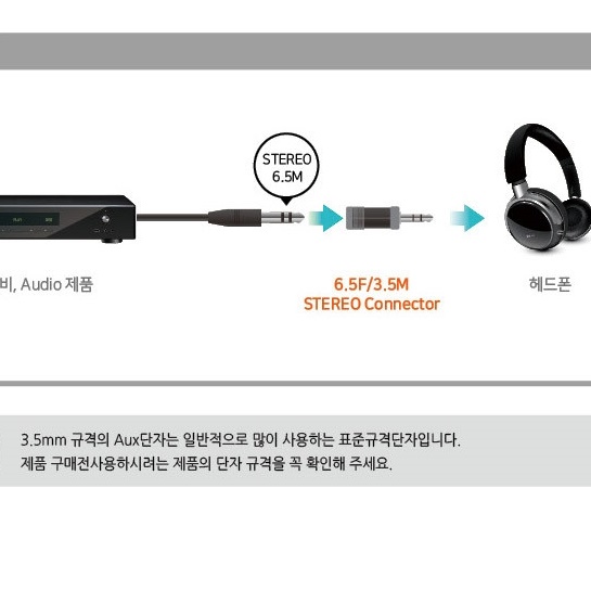 3.5 F 6.5 M 스테레오 커넥터 마이크 스피커 헤드셋 헤드폰 변환젠더 - 상세 이미지 3