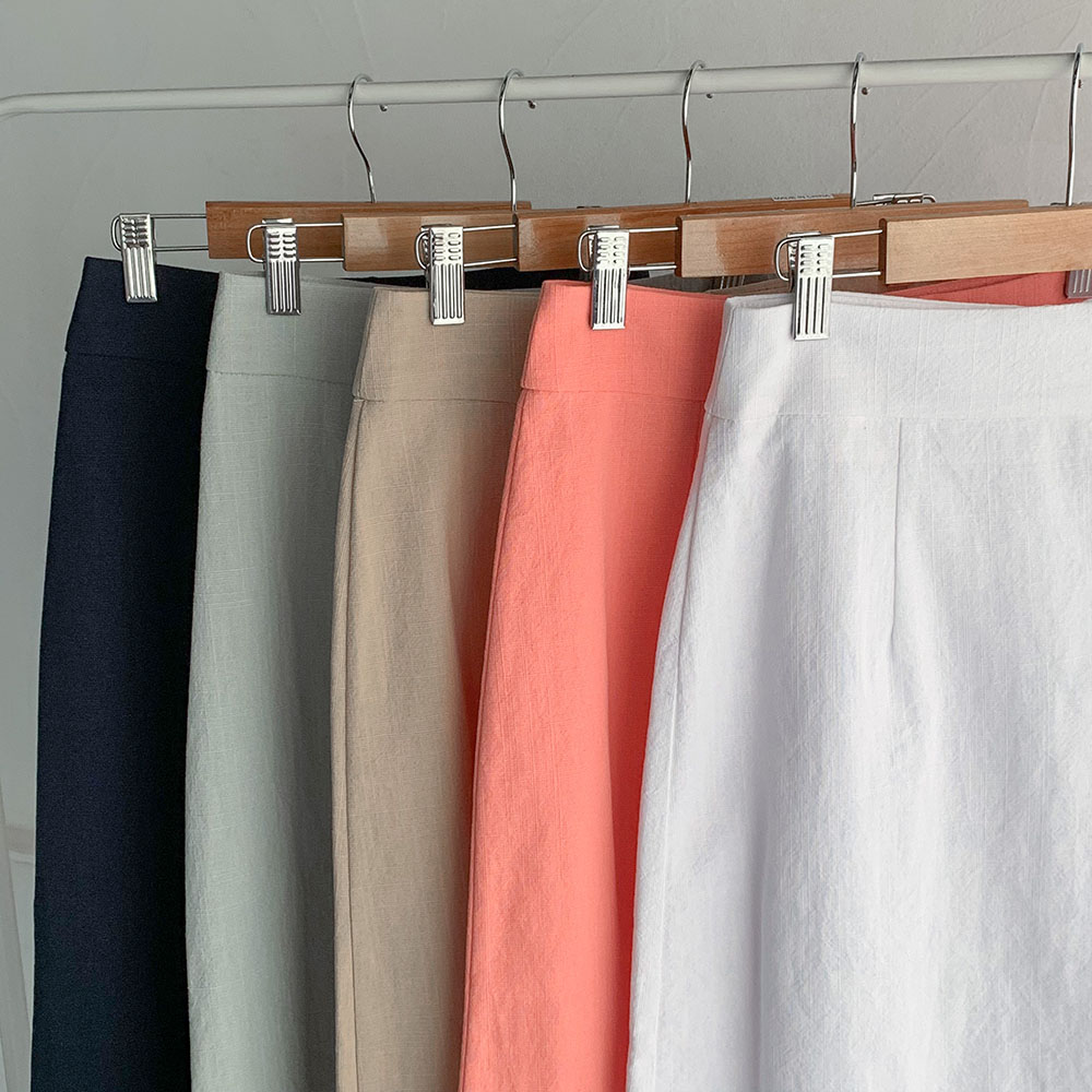 여자 여성 여름 파스텔 컬러 치마 하이웨스트 H라인 린넨 미디 롱 스커트 5color - 상세 이미지 2