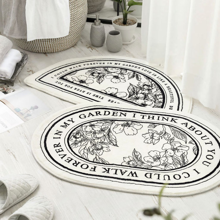 루이즈 북유럽 빈티지 극세사 욕실 화장실 주방 면 싱크대 반원형 타원형 매트 발매트 러그 40x60cm