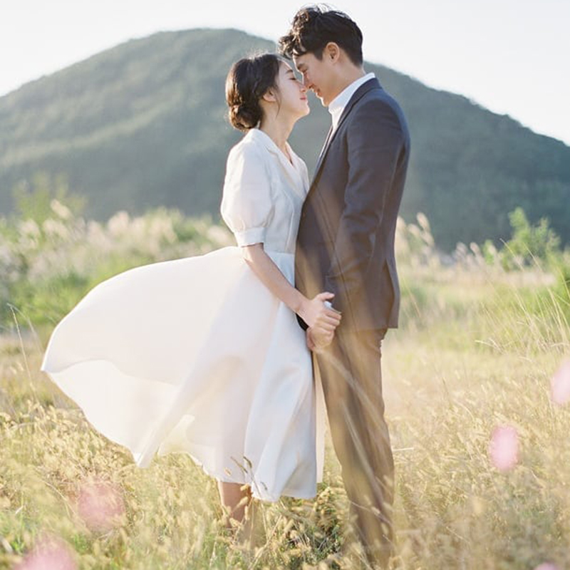 카라형 단아한 귀여운 미니 웨딩드레스 신부 셀프