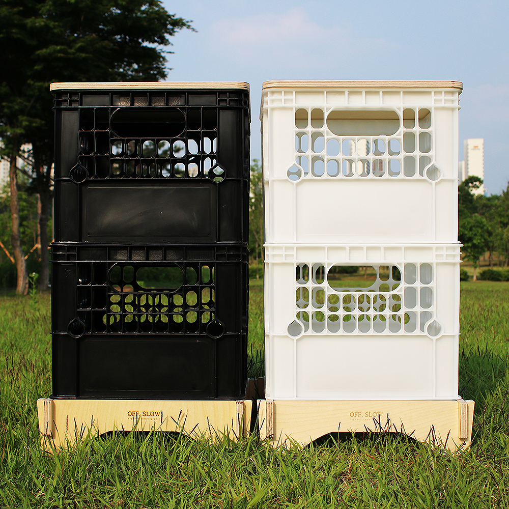 오프슬로우 밀크박스 차량 정리함 트렁크 보관함 용품 수납함 상판 원목