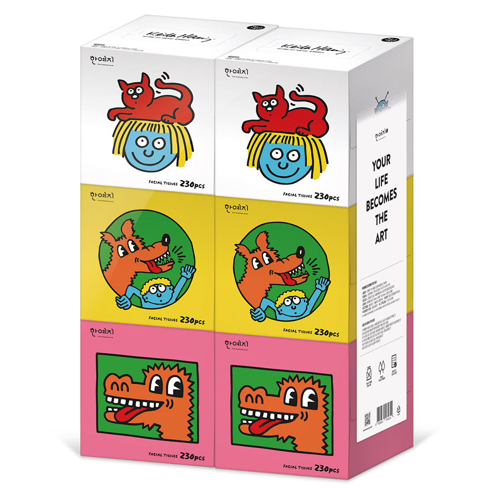 한예지 키스해링 키즈 무형광 미용티슈 230매 6입 1팩