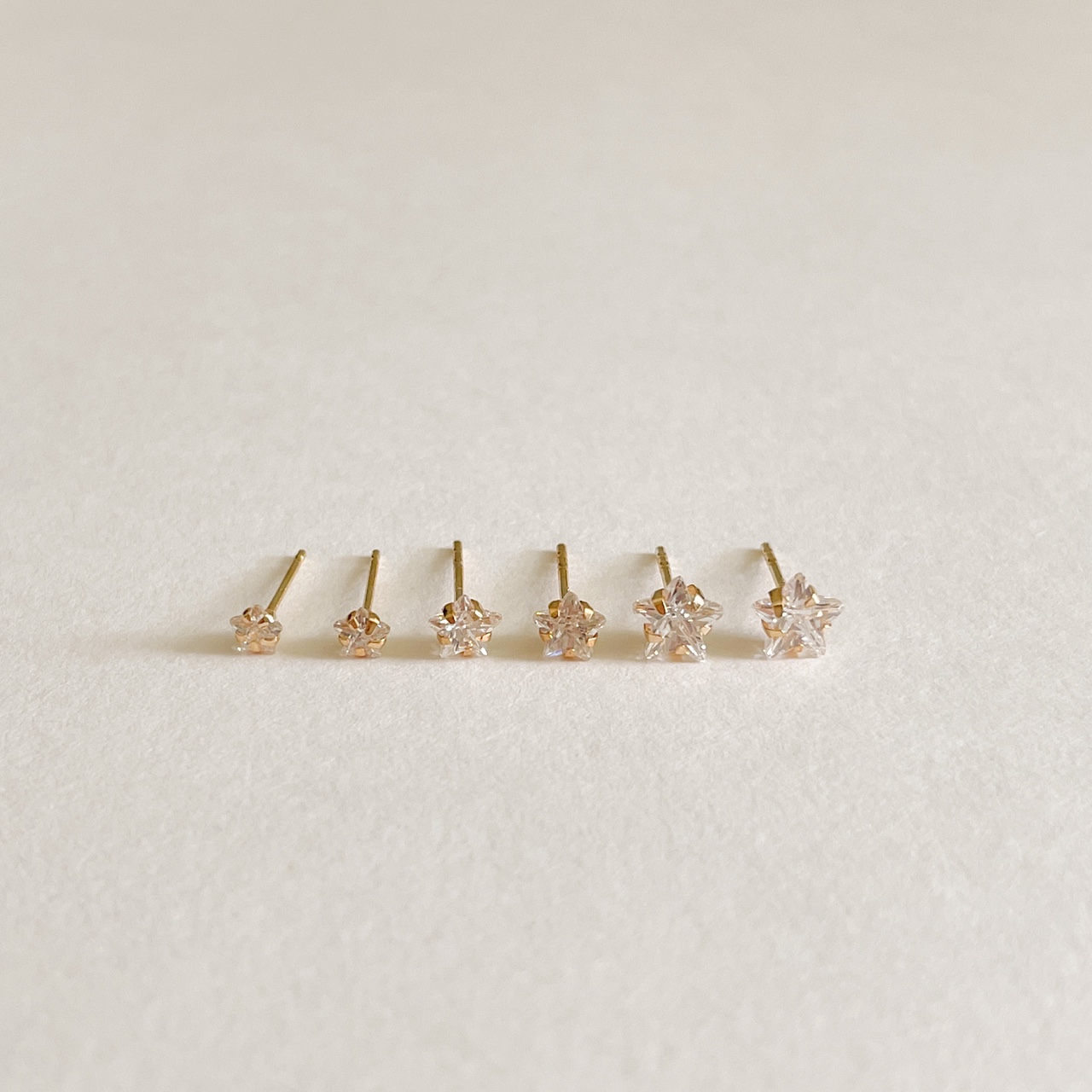 14k 베이직 별 큐빅 귀걸이 (한쌍) 3mm 4mm 5mm 골드 심플 데일리 선물 - 상세 이미지 3