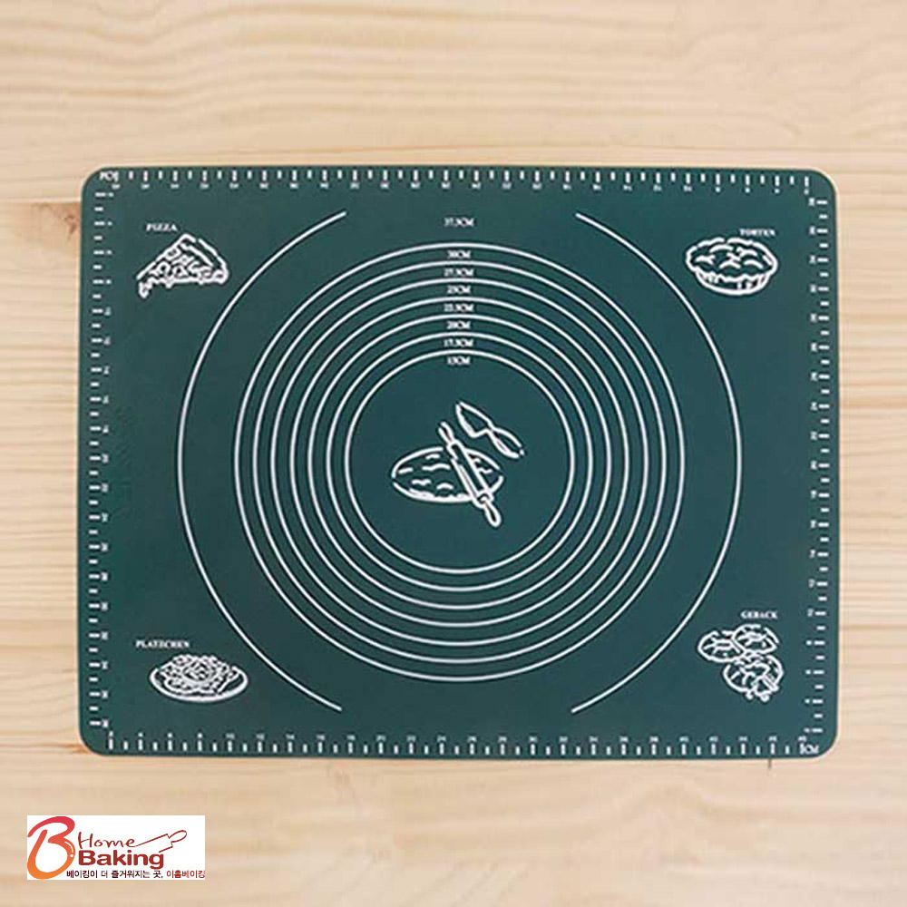 실리콘작업판 딥그린 50x40 패드 매트 베이킹도구 쿠킹 밀가루 반죽판 요리 반죽대