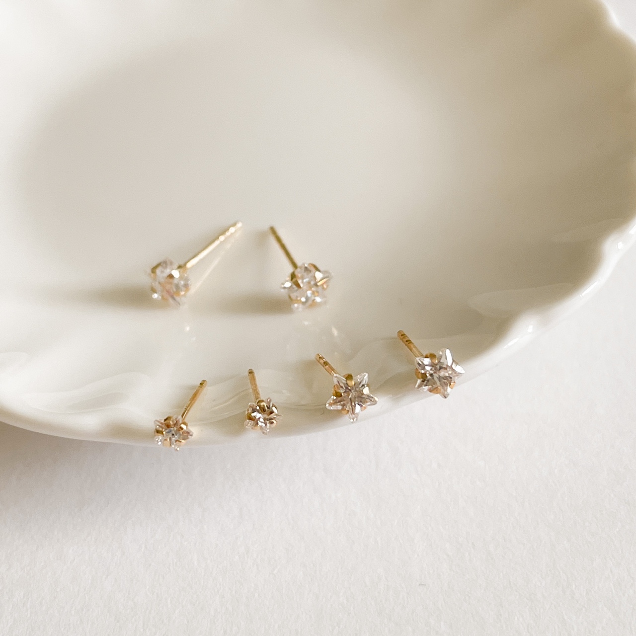 14k 베이직 별 큐빅 귀걸이 (한쌍) 3mm 4mm 5mm 골드 심플 데일리 선물 - 상품 이미지