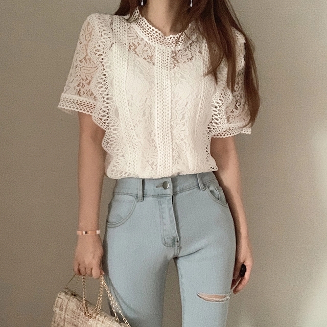 출근블라우스 데일리패션 여성블라우스 레이스블라우스 자수블라우스