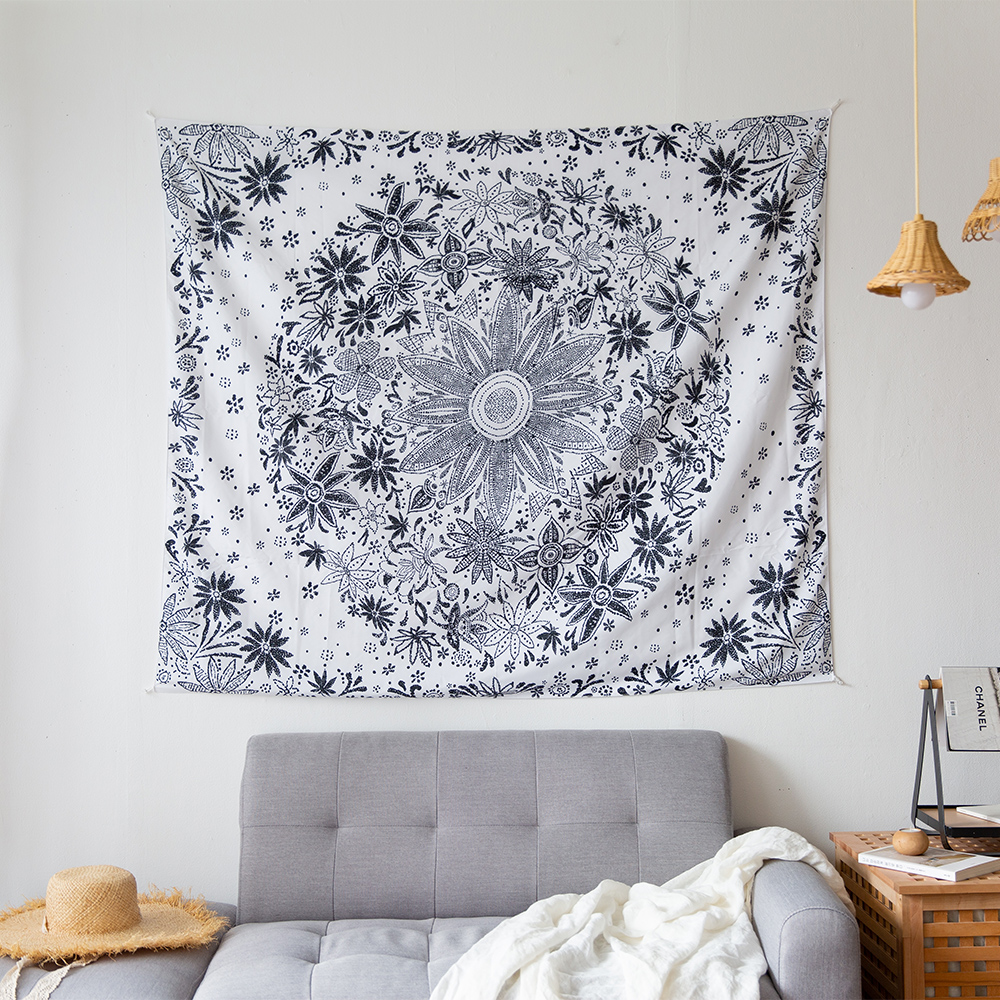 가림막커튼 감성 일러스트 바란스 포스터 공간분리 인테리어