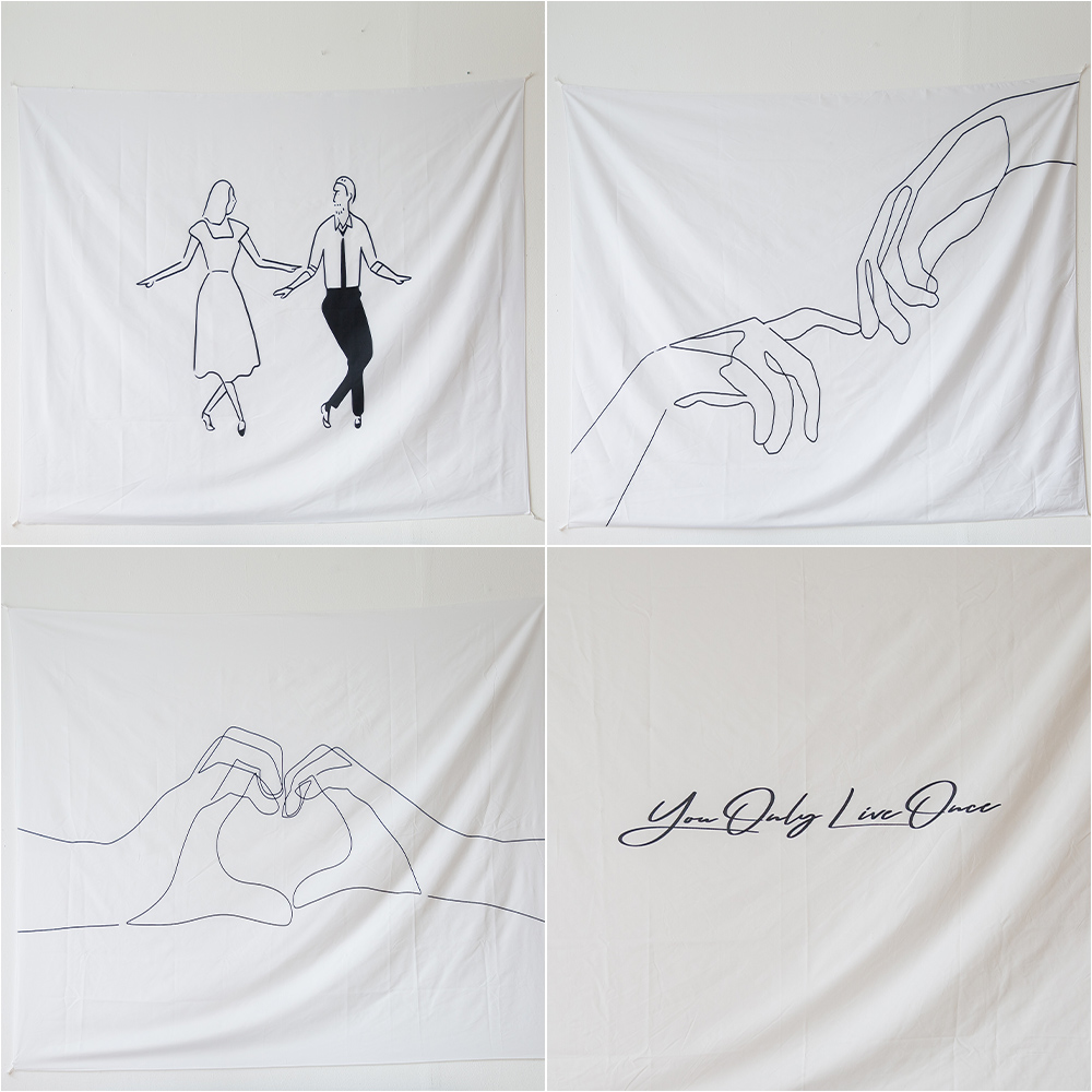 가림막커튼 감성 일러스트 바란스 포스터 공간분리 인테리어