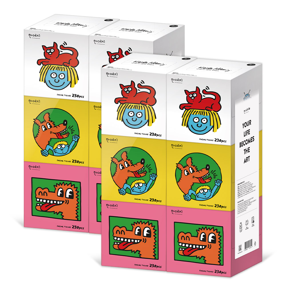 한예지 키스해링 키즈 무형광 미용티슈 230매 6입 2팩