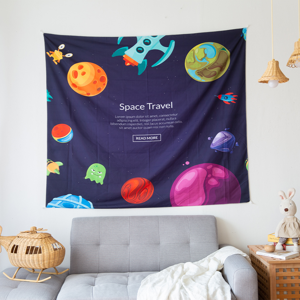 가림막커튼 감성 일러스트 바란스 포스터 공간분리 인테리어