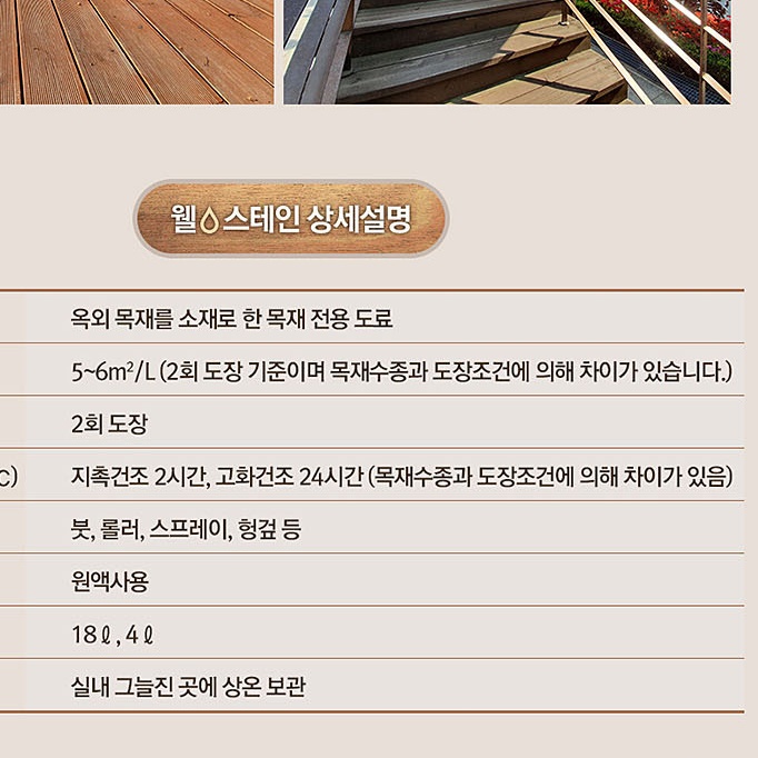 목재용 오일 목재 방수 페인트 원목 스테인 방부목 칠 4리터 - 상세 이미지 2
