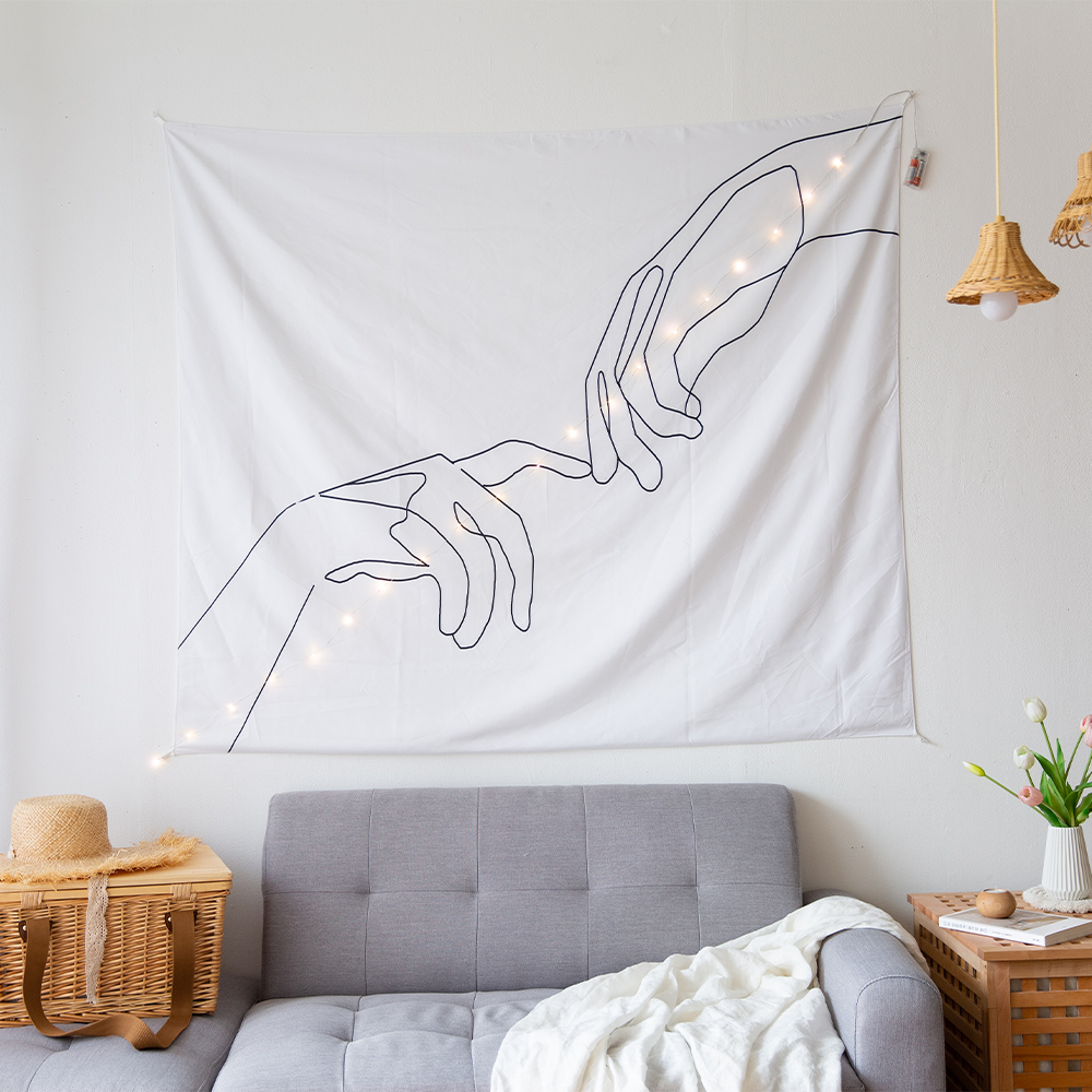 가림막커튼 감성 일러스트 바란스 포스터 공간분리 인테리어