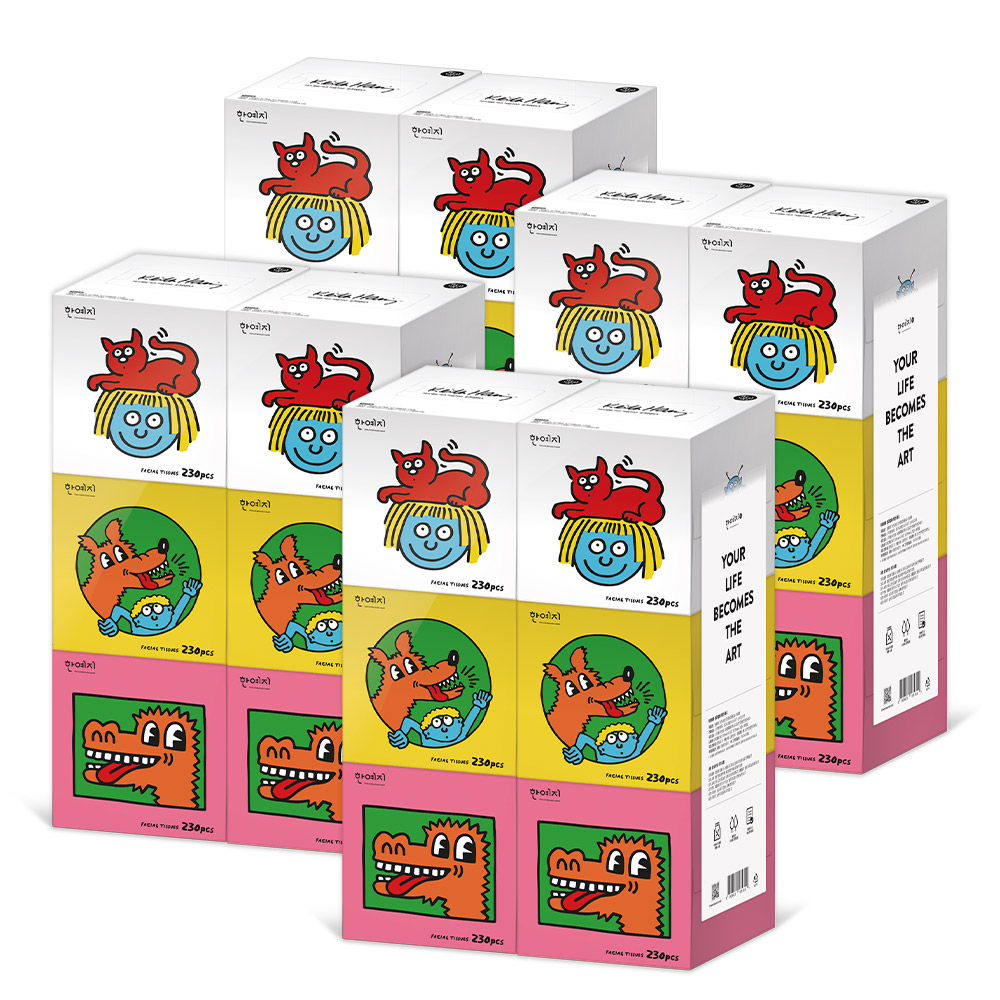 한예지 키스해링 키즈 무형광 미용티슈 230매 6입 4팩