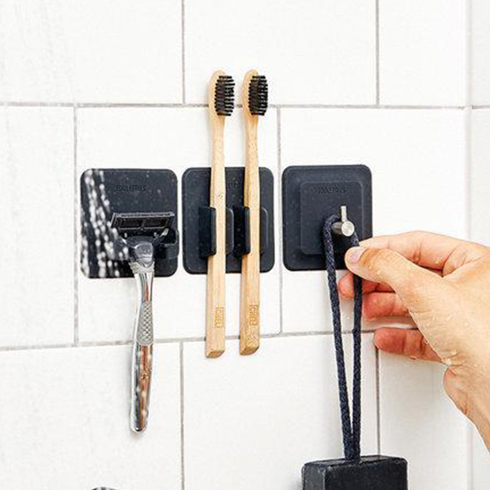 툴레트리스 실리콘 흡착식 칫솔 꽂이 걸이 거치대 치약 면도기 무타공