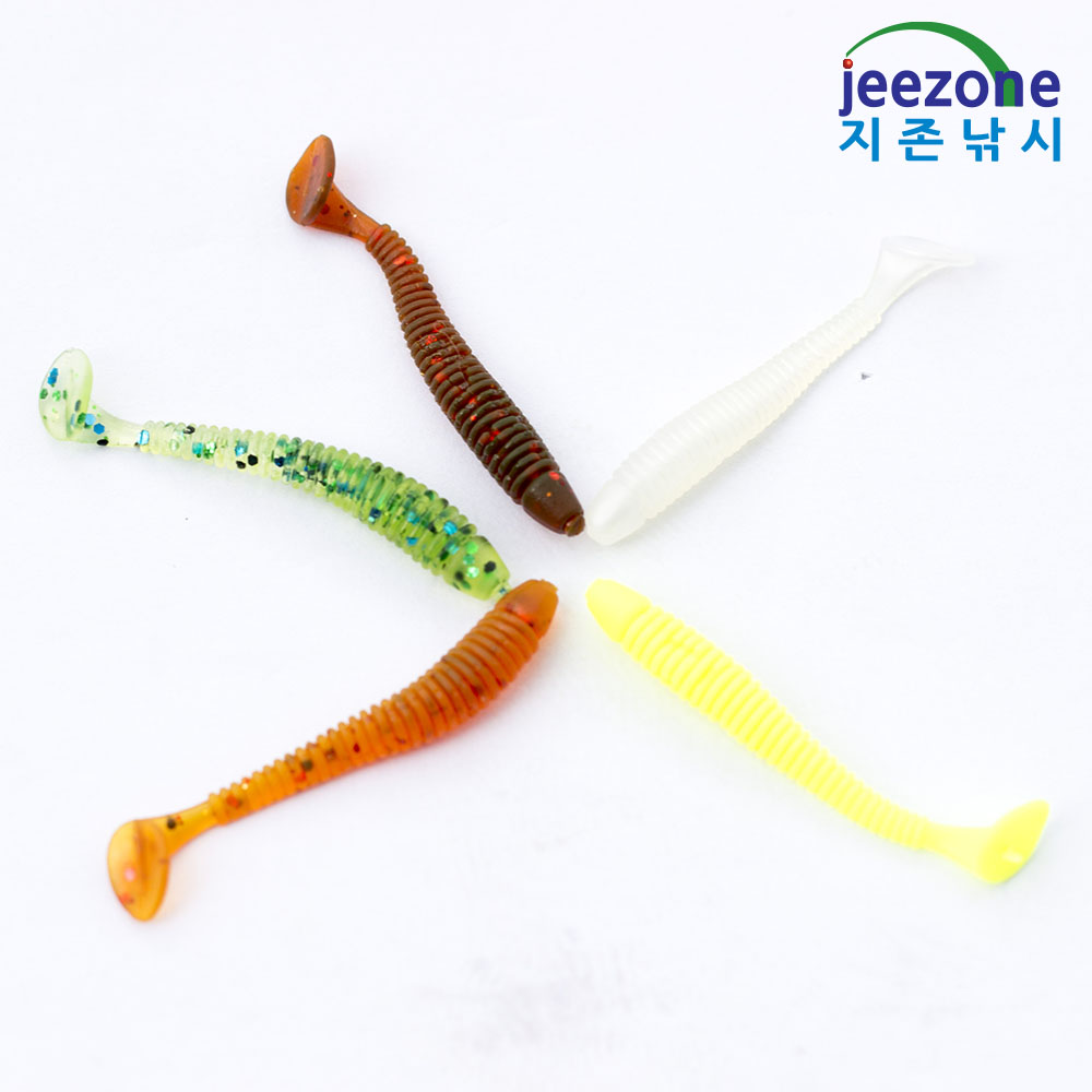 2인치 그럽웜 20개입 꺽지 쏘가리 송어 산천어 배스 루어 낚시 용품 테일 쉐드 웜 8종