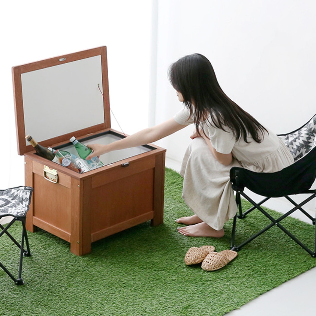 빈티지 원목 캠핑용아이스박스 테이블 대형 대용량 업소용 영업용