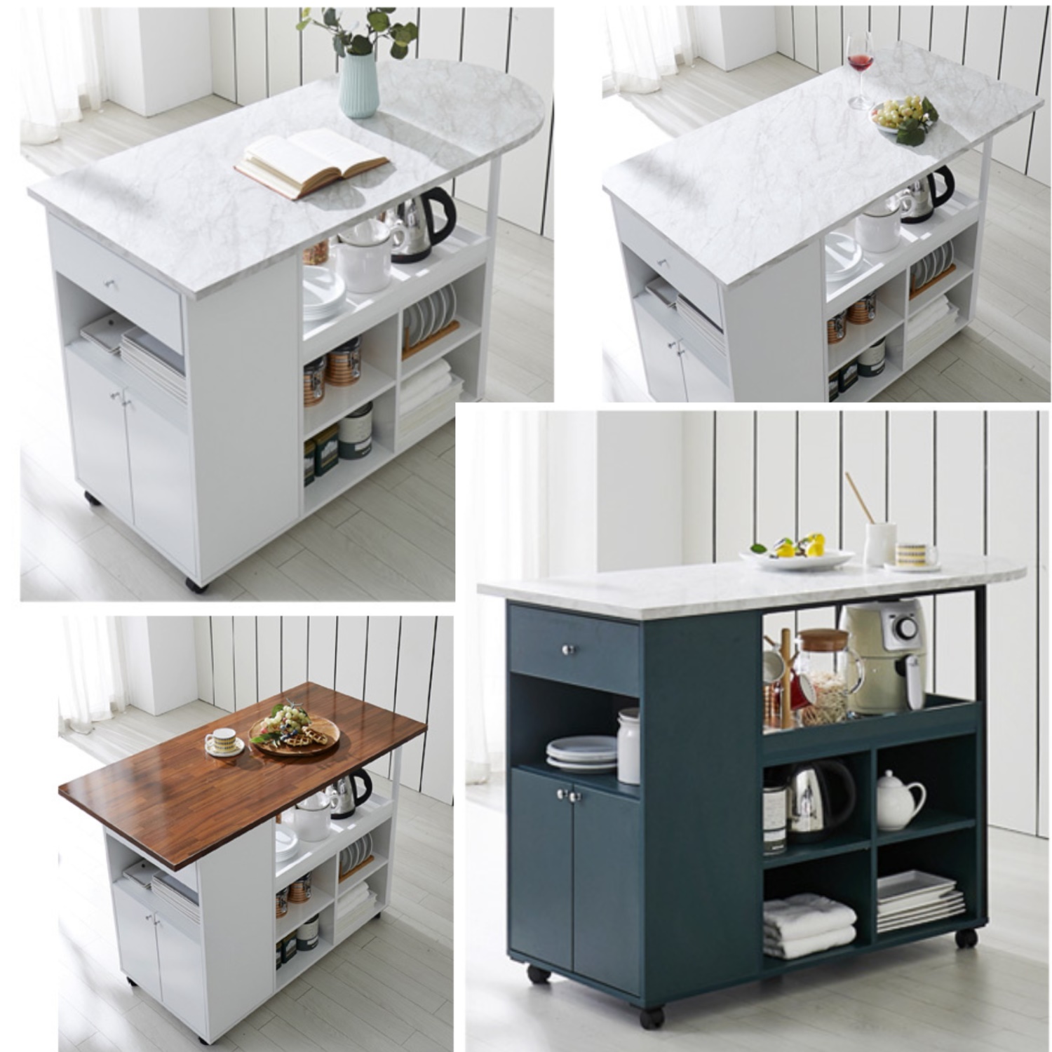 이동식 주방 조리대 베이킹 작업대 미니 이동식 아일랜드 식탁 간이 홈바 테이블