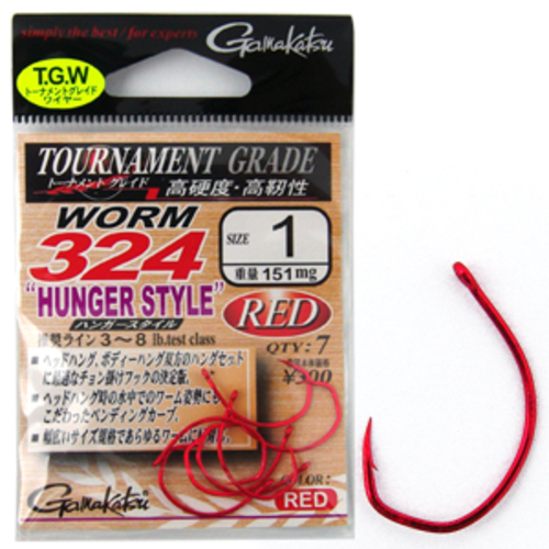 가마가츠 웜324 레드 다운샷 루어 낚시 옵셋 와이드갭 훅 바늘 - 상품 이미지