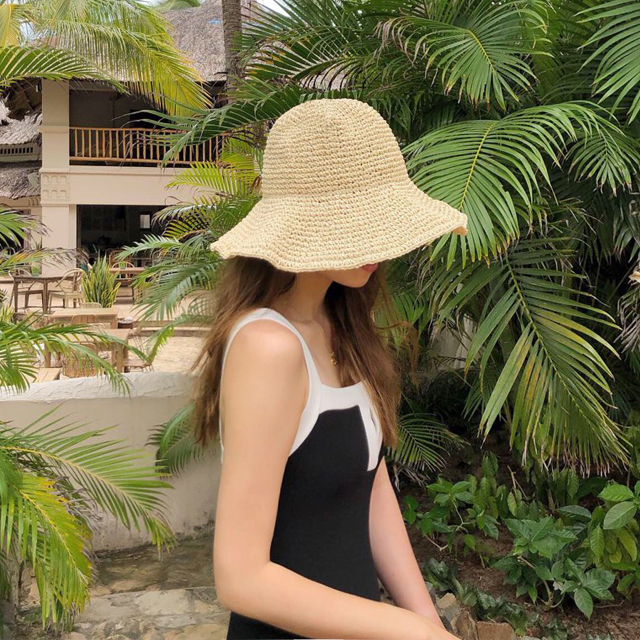 라탄 여성 버킷햇 여자 여름모자 우먼 벙거지 밀짚모자 휴양지 비치 플로피 챙넓은 라피아햇