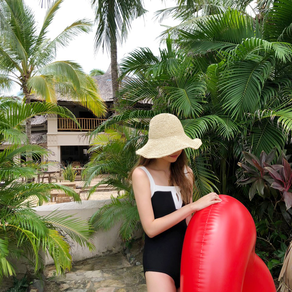 라탄 여성 버킷햇 여자 여름모자 우먼 벙거지 밀짚모자 휴양지 비치 플로피 챙넓은 라피아햇